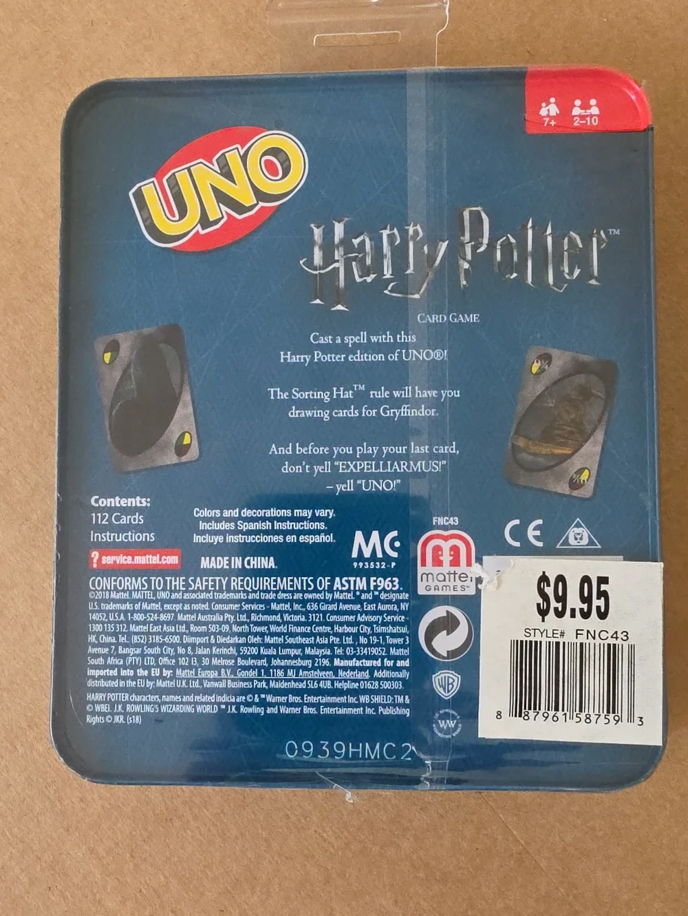 UNO Card Game - Harry Potter Edition with Storage Tin, Mattel Games, 2018